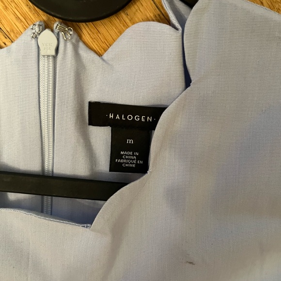 Halogen light blue cotton scallop dress size M - Picture 3 of 4